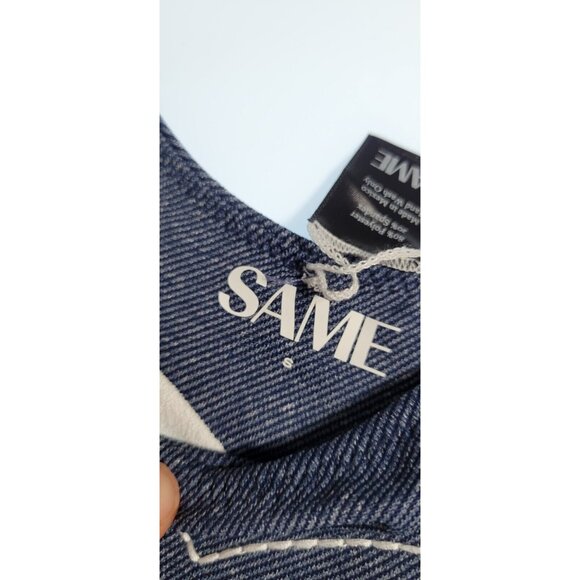 SAME Los Angeles Swimwear Bikini Set  Underwerid Faux Suede White/Denim Size S - Picture 3 of 9